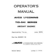 Lycoming TIO-541 Series Aircraft Engines 60297-13-2 Owners Operators Manual 1973