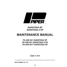 Piper Turbo Saratoga SP PA-32R-301 761-719 Service Maintenance Manual 1979 thru 1986